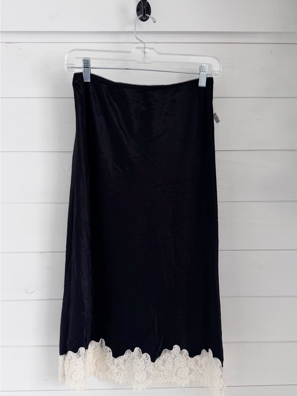Sanctuary Black Slip  Skirt with Cream Lace Trim nwt